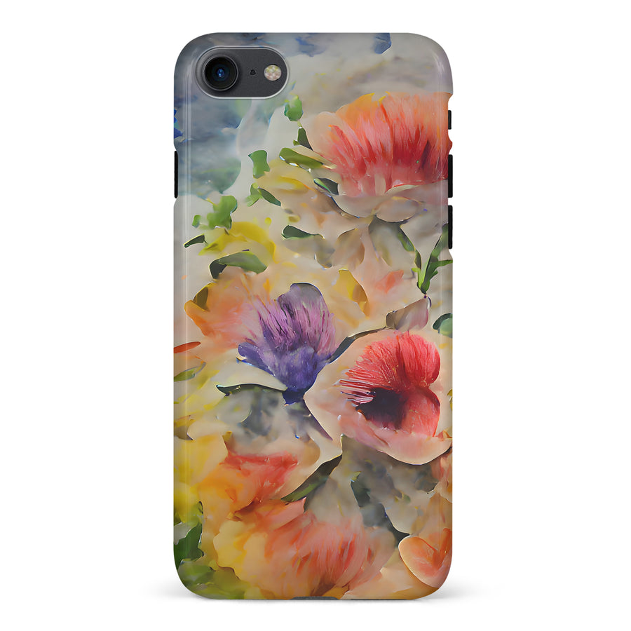 iPhone 7/8/SE Whimsical Blooms Painted Flowers Phone Case