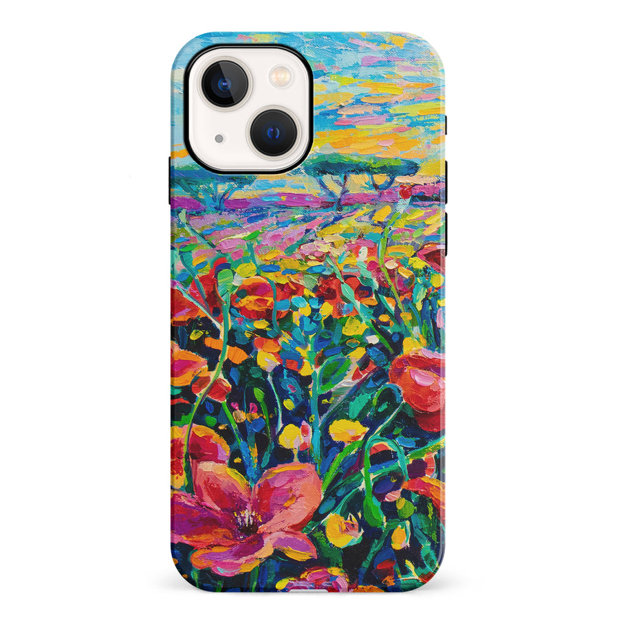 iPhone 13 Gardenia Painted Flowers Phone Case
