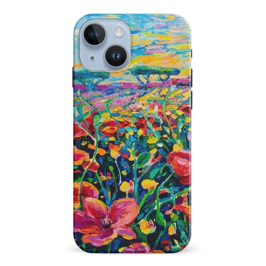 iPhone 15 Gardenia Painted Flowers Phone Case