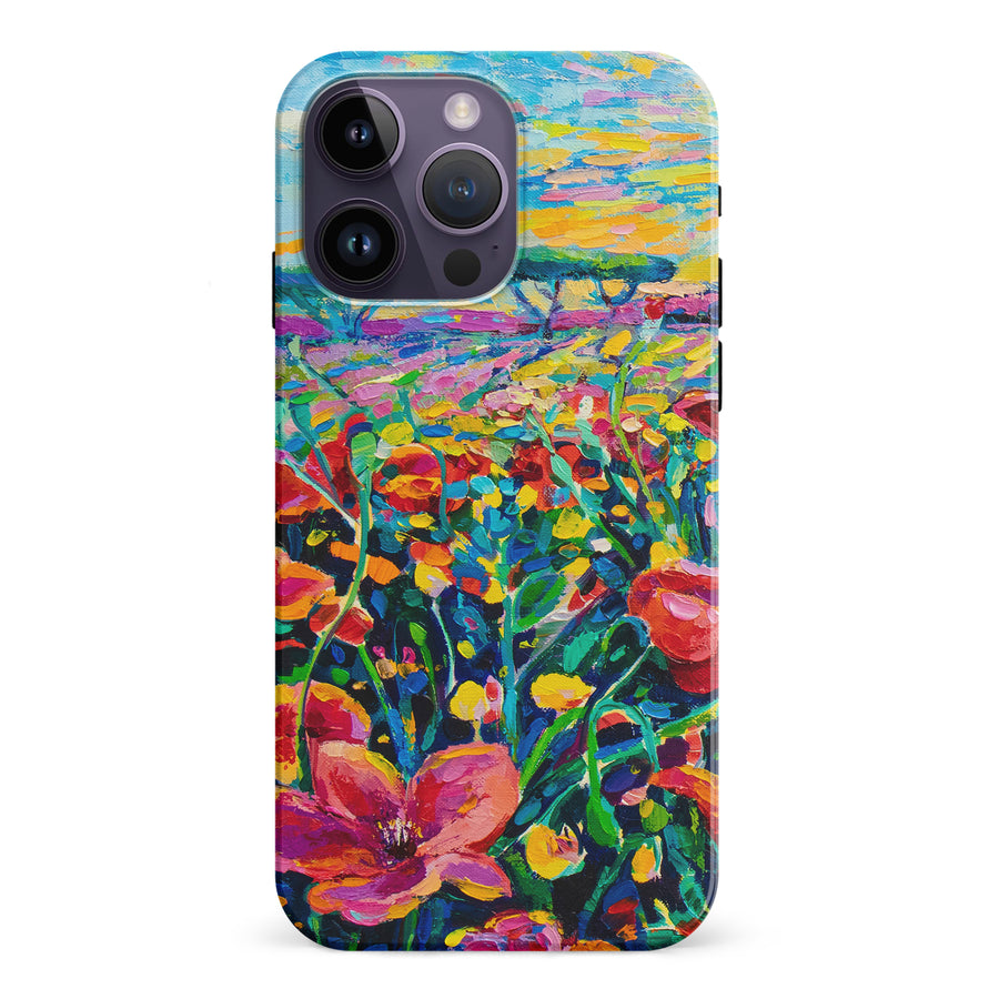 iPhone 15 Pro Gardenia Painted Flowers Phone Case