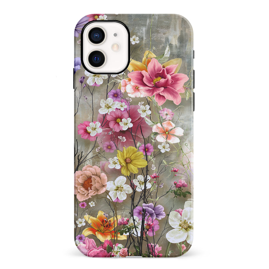 iPhone 12 Mini Tropical Paradise Painted Flowers Phone Case