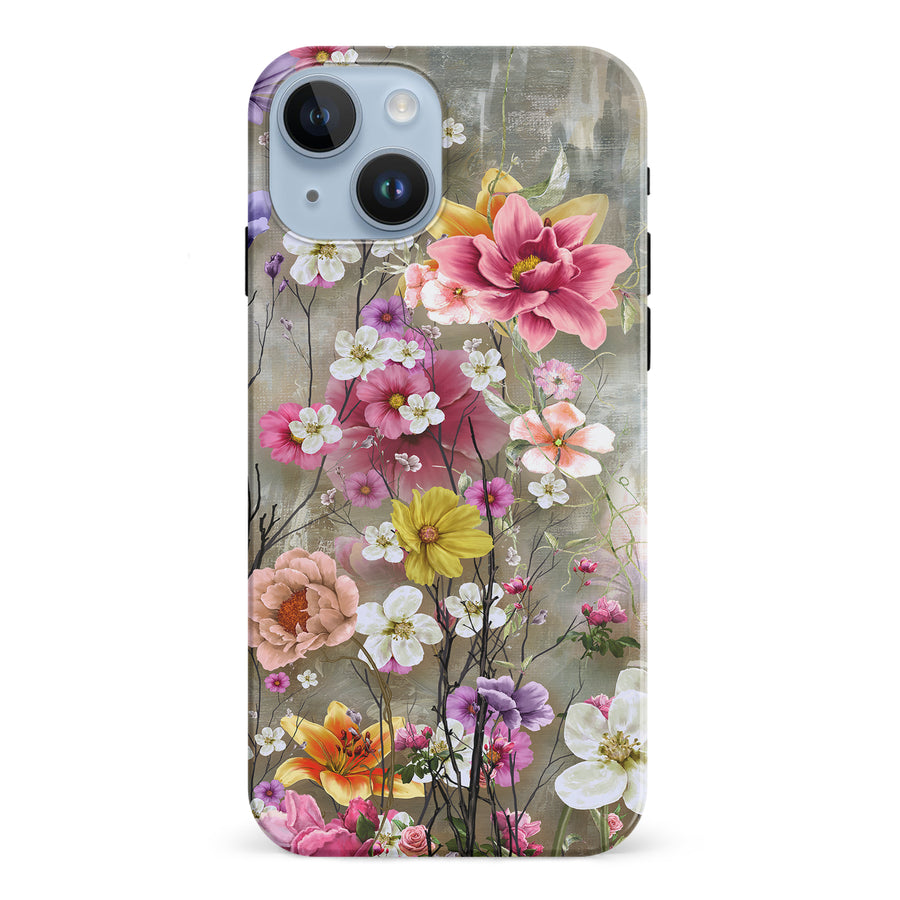iPhone 15 Tropical Paradise Painted Flowers Phone Case
