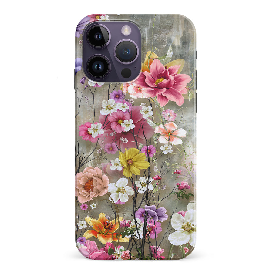 iPhone 15 Pro Tropical Paradise Painted Flowers Phone Case