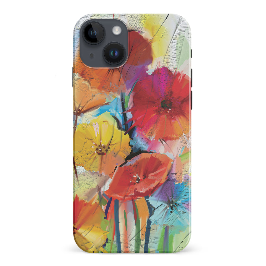 iPhone 15 Plus Fusion of Flora Painted Flowers Phone Case
