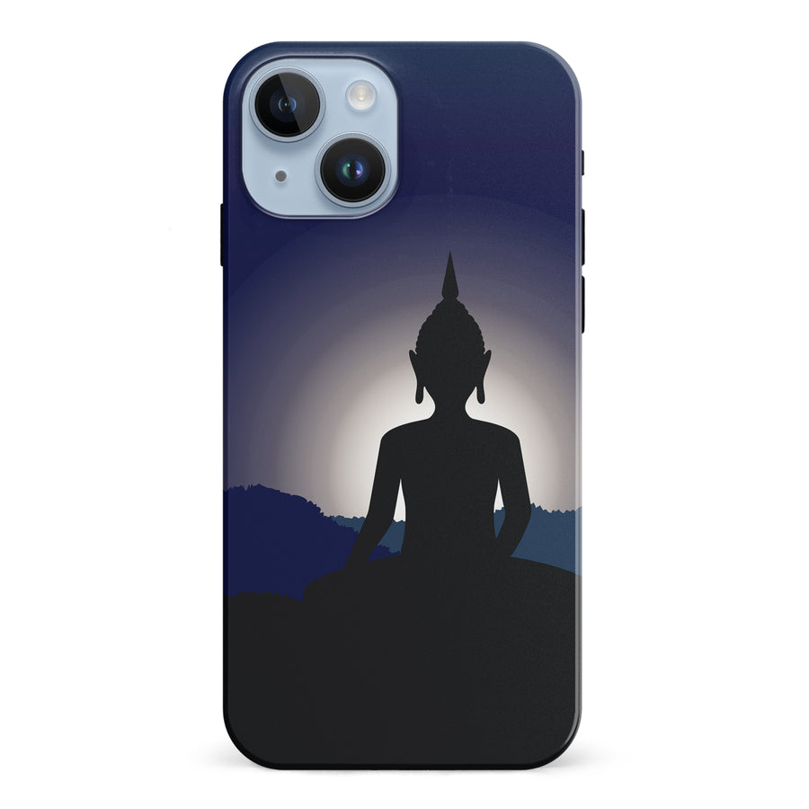 iPhone 15 Meditating Buddha Indian Phone Case in Blue