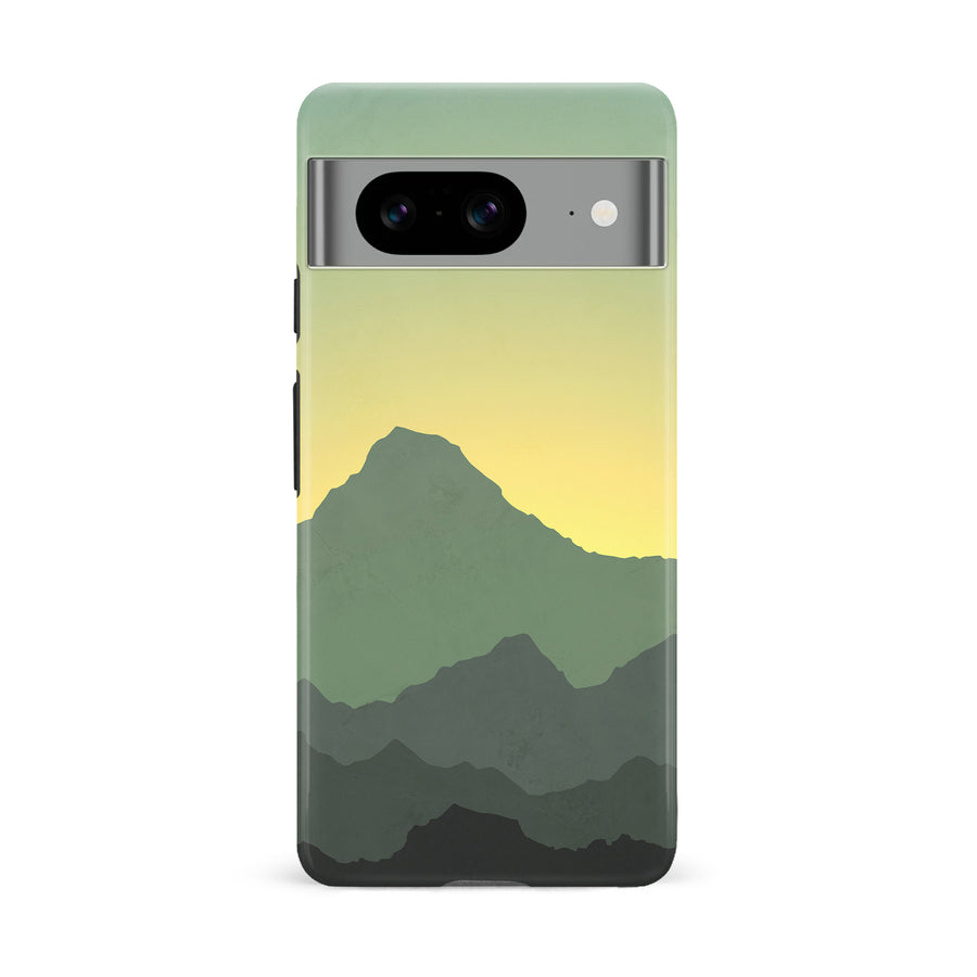 Google Pixel 8 Mountains Silhouettes Phone Case in Green