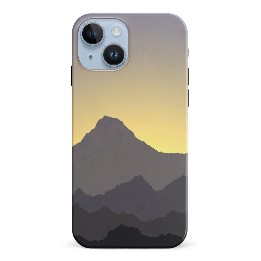 iPhone 15 Mountains Silhouettes Phone Case in Purple