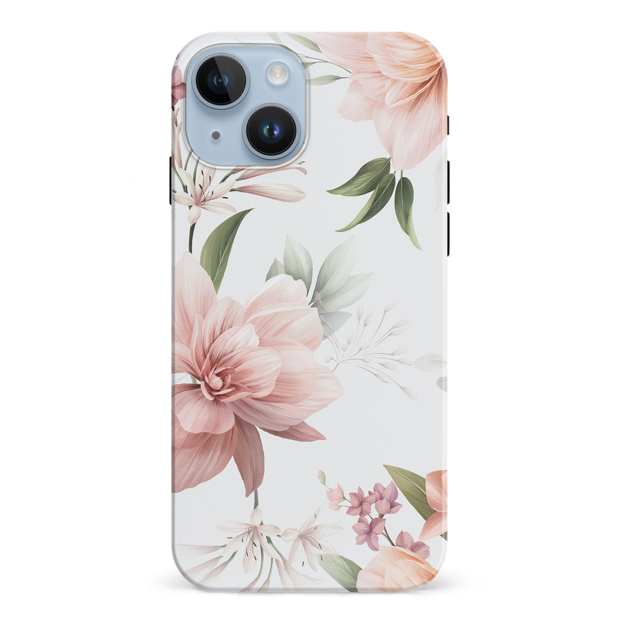 iPhone 15 Peonies Two Phone Case in White