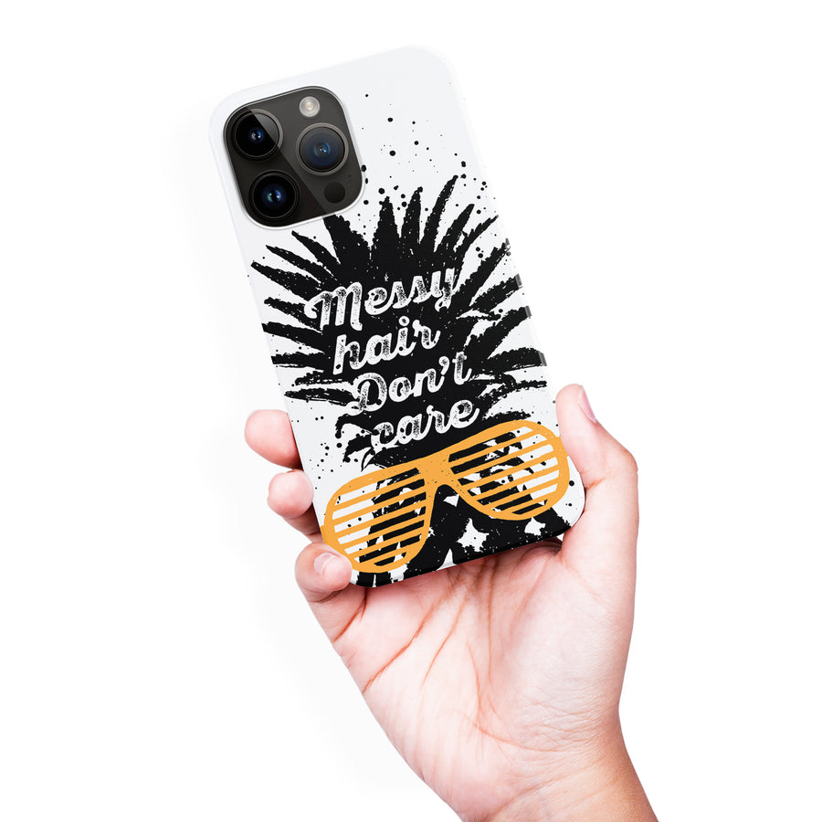 iPhone 15 Pro Max Messy Hair Don't Care Phone Case in White