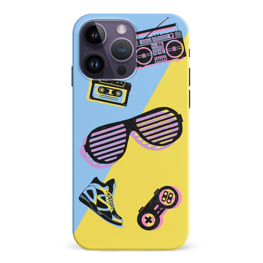 iPhone 15 Pro The Rad 90's Phone Case in Blue/Yellow