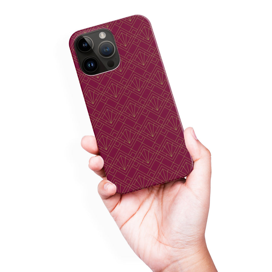 iPhone 15 Pro Max Iconic Art Deco Phone Case in Maroon
