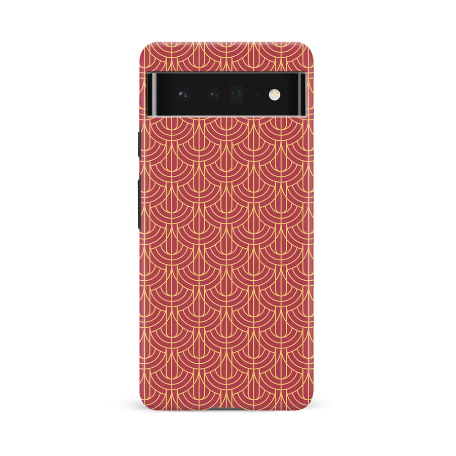 Google Pixel 6A Curved Art Deco Phone Case in Red