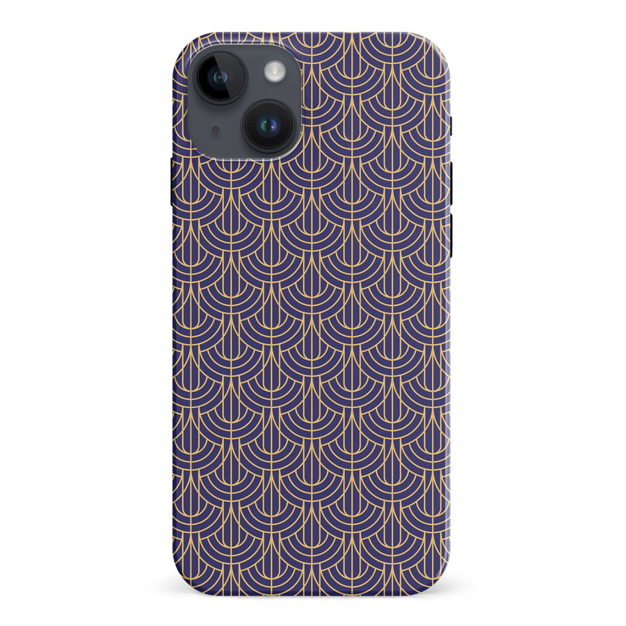 iPhone 15 Plus Curved Art Deco Phone Case in Purple