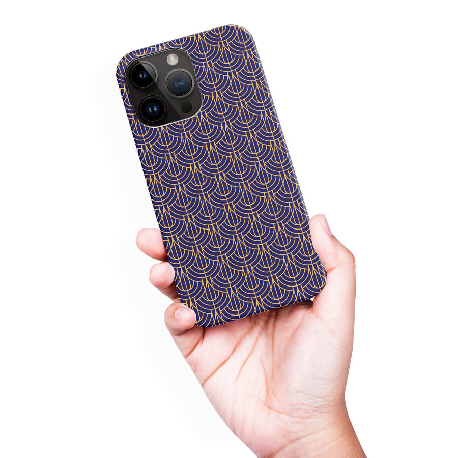iPhone 15 Pro Max Curved Art Deco Phone Case in Purple