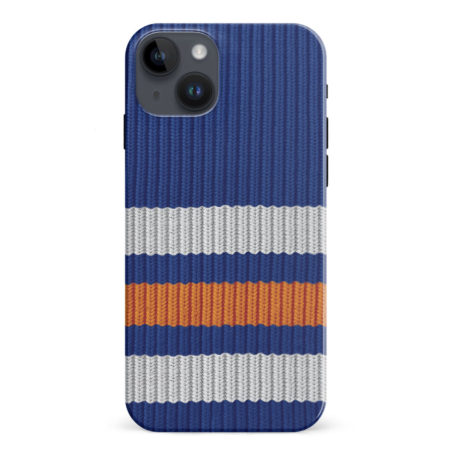 iPhone 15 Plus Hockey Sock Phone Case - Edmonton Oilers Home