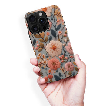 iPhone 16 Pro Max Vintage Flowers Embroidery Style Floral Phone Case