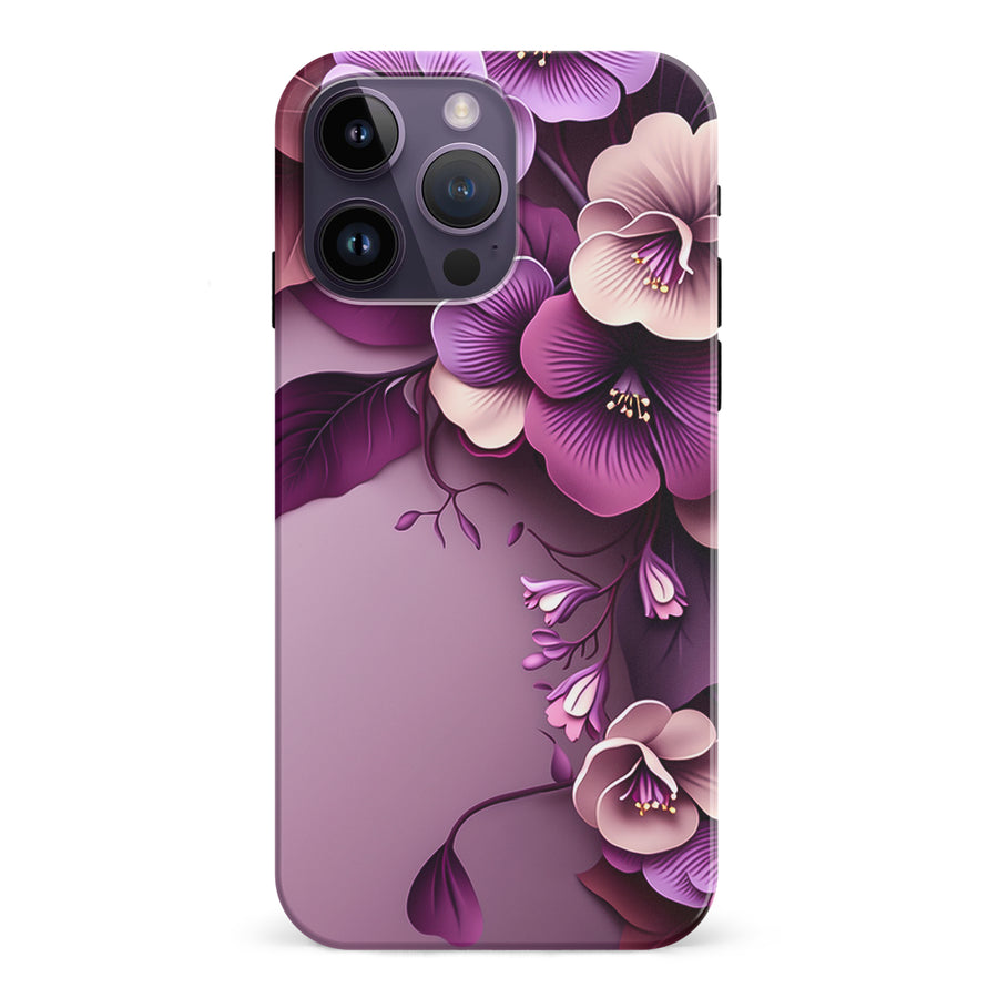 iPhone 15 Pro Hibiscus Phone Case in Purple
