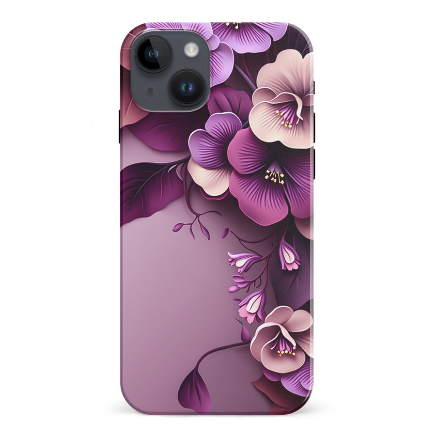iPhone 15 Plus Hibiscus Phone Case in Purple