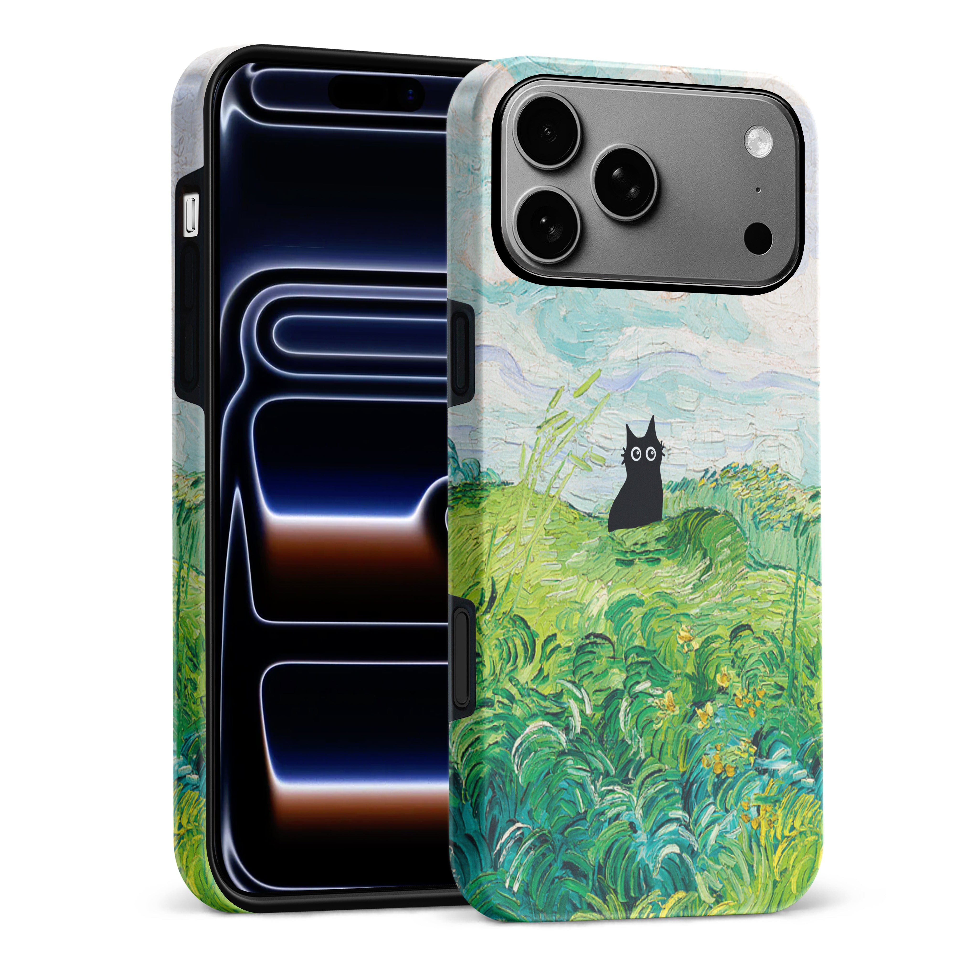 Black Cat In Green Wheat Fields Phone Case Black Cat In Green Wheat Fields Phone Case