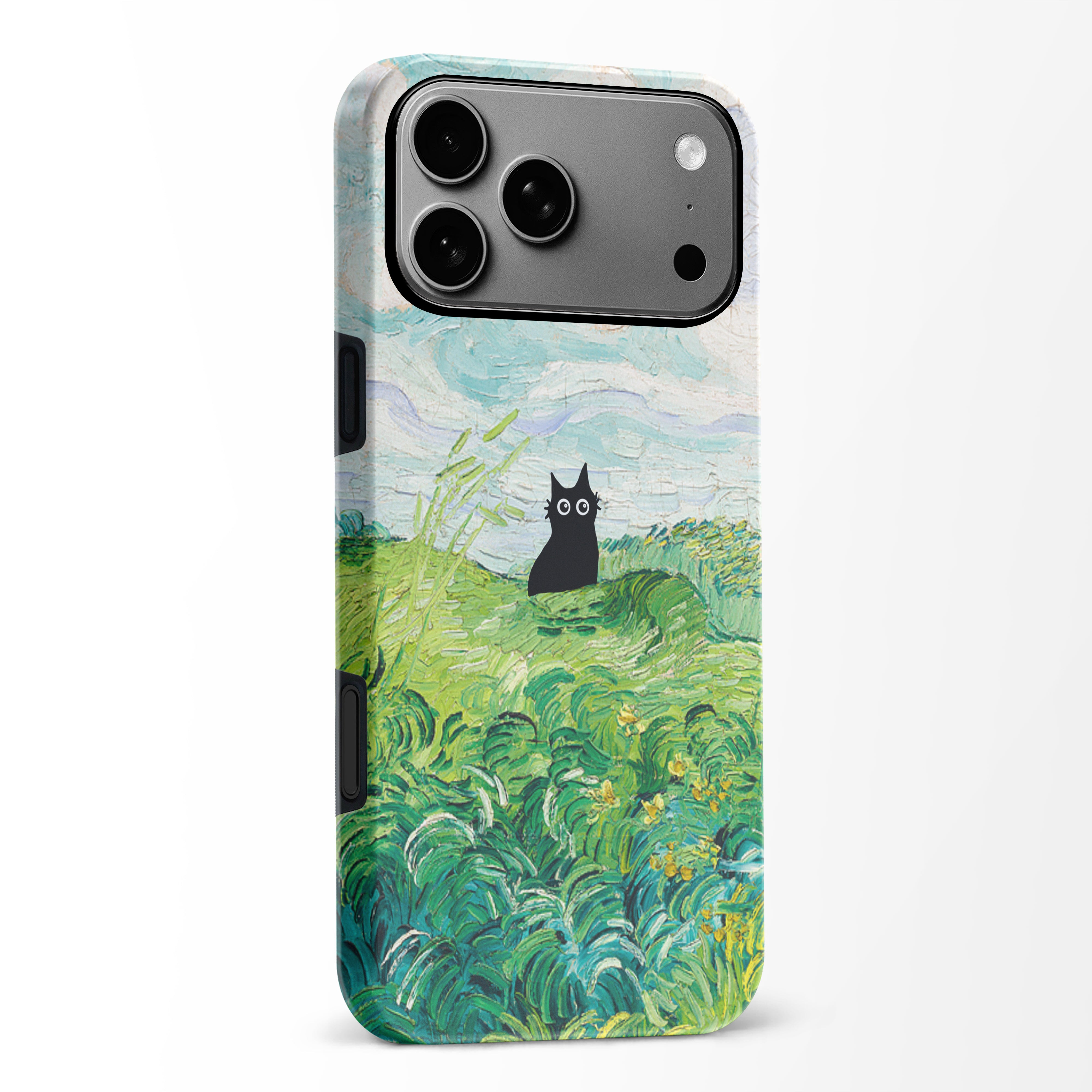 Black Cat In Green Wheat Fields Phone Case Black Cat In Green Wheat Fields Phone Case