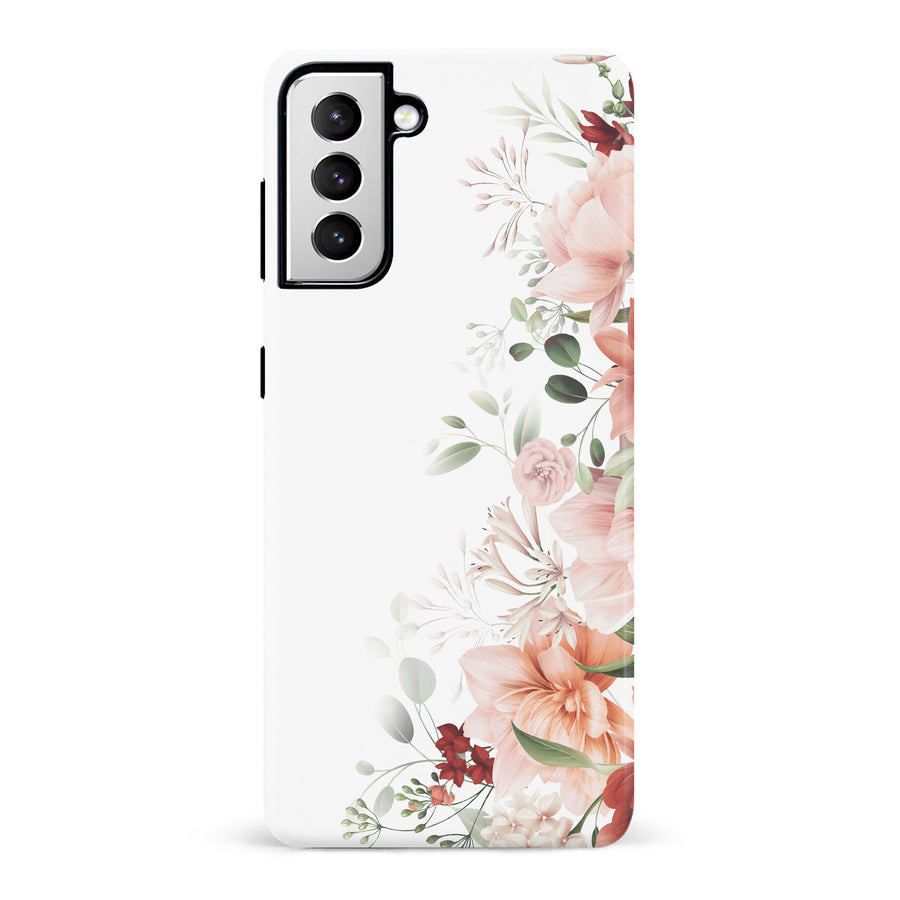 Samsung Galaxy S21 half bloom phone case in white