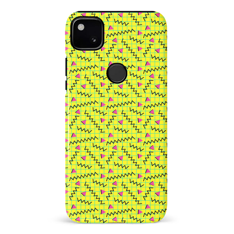 Google Pixel 4A Retro Graph Paper Phone Case in Yellow