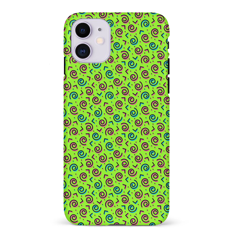 iPhone 11 90's Dance Party Phone Case in Green
