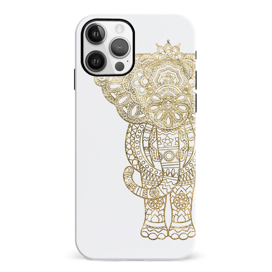 iPhone 12 Indian Elephant Phone Case in White