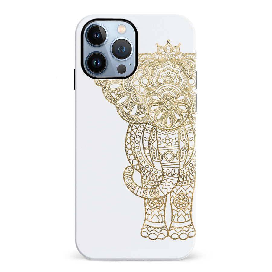 iPhone 12 Pro Indian Elephant Phone Case in White