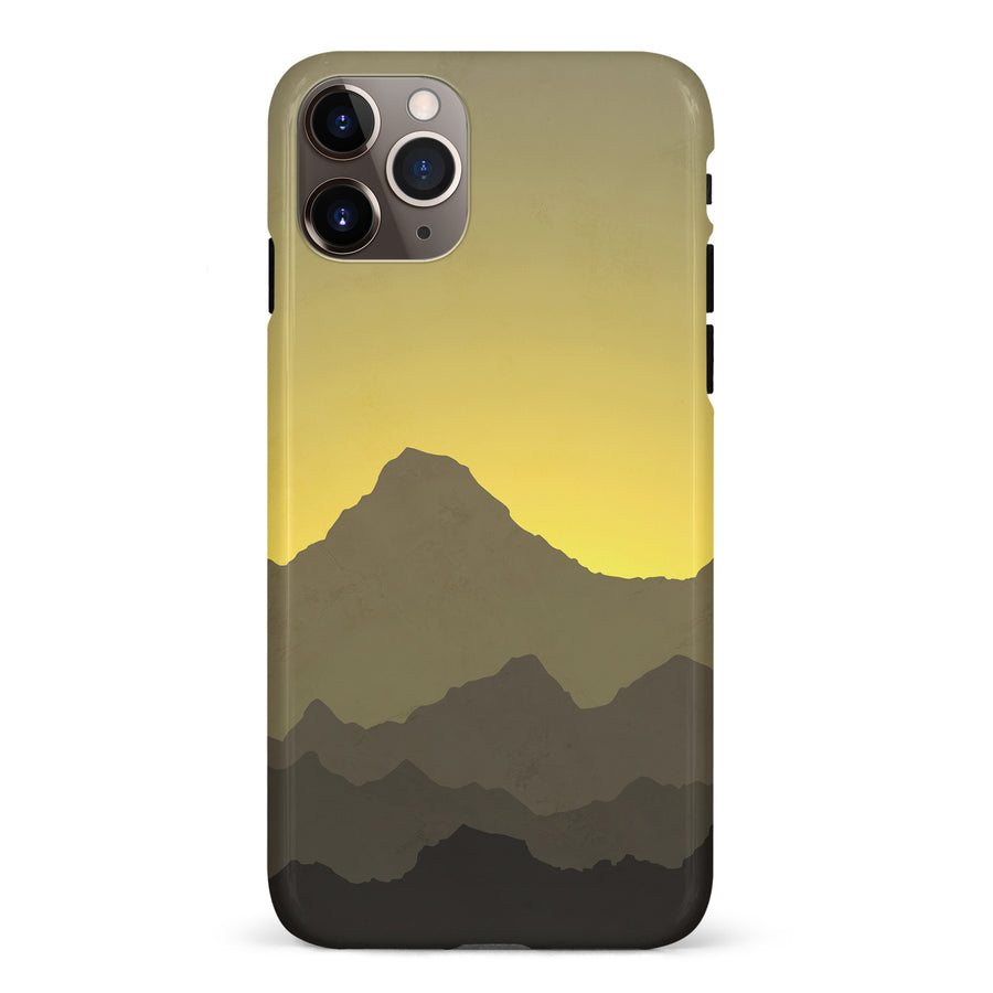 iPhone 11 Pro Max Mountains Silhouettes Phone Case in Yellow