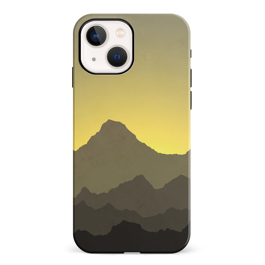 iPhone 13 Mini Mountains Silhouettes Phone Case in Yellow
