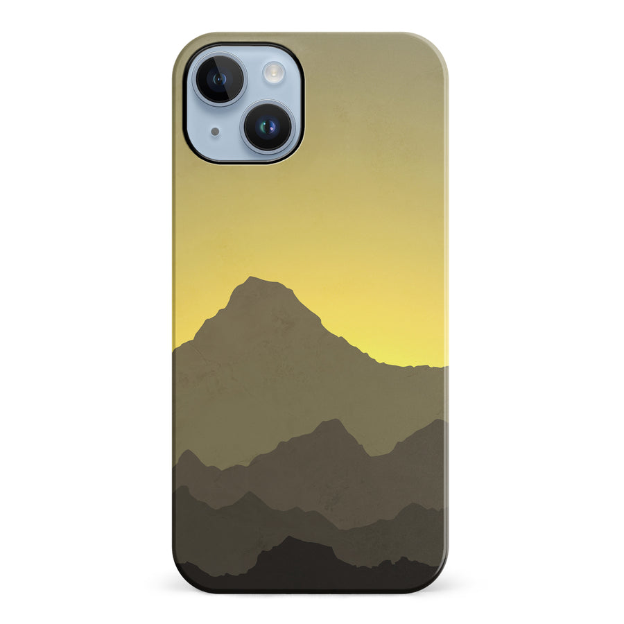 iPhone 14 Plus Mountains Silhouettes Phone Case in Yellow