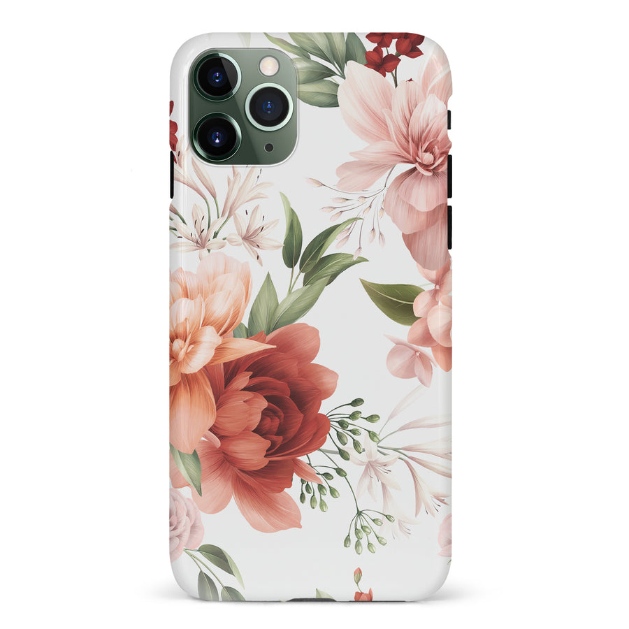 iPhone 11 Pro peonies one phone case in white