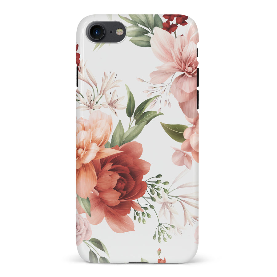 iPhone 7/8/SE peonies one phone case in white