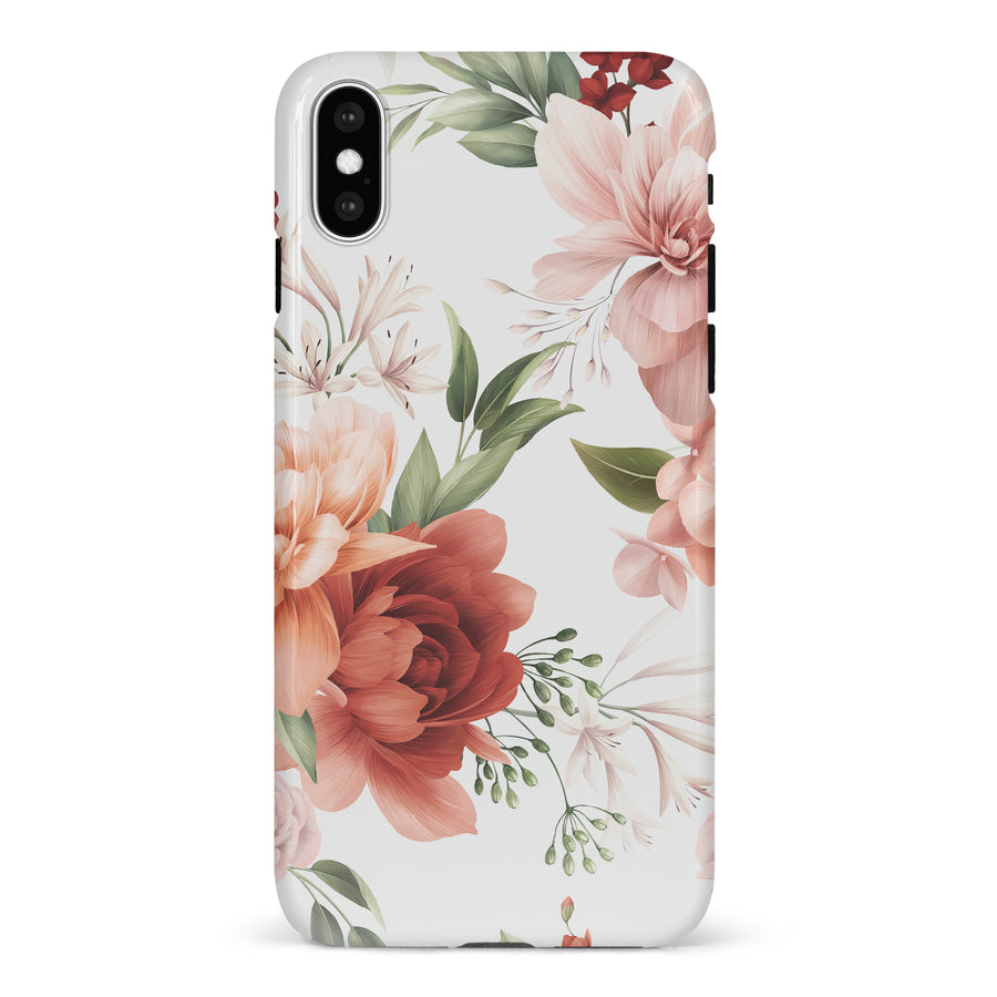 iPhone X/XS peonies one phone case in white