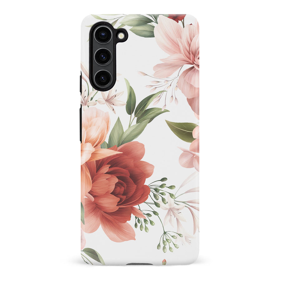 Samsung S23 Plus Peonies One Floral Phone Case - White