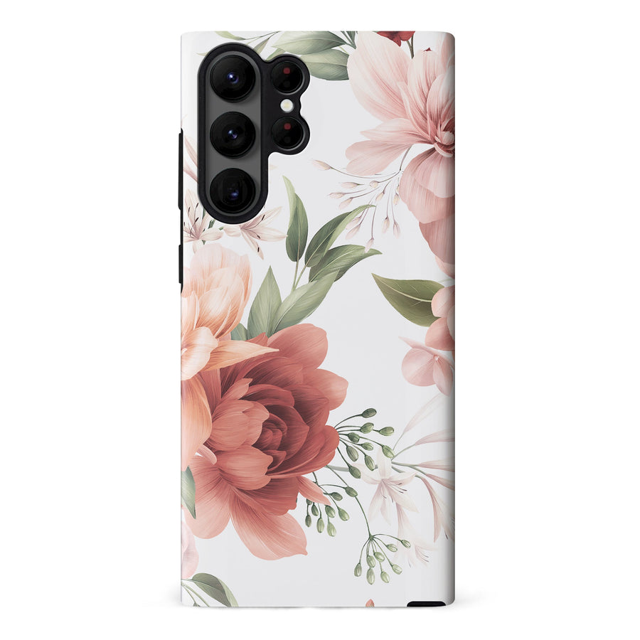 Samsung S23 Ultra Peonies One Floral Phone Case - White