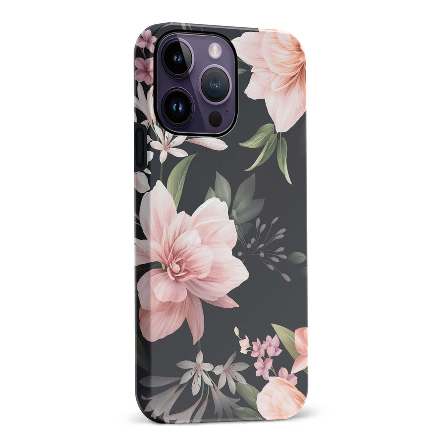 iPhone 14 Pro Max Peonies Two Floral Phone Case in Black