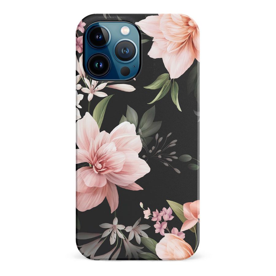 iPhone 12 Pro Max Peonies Two Floral Phone Case in Black