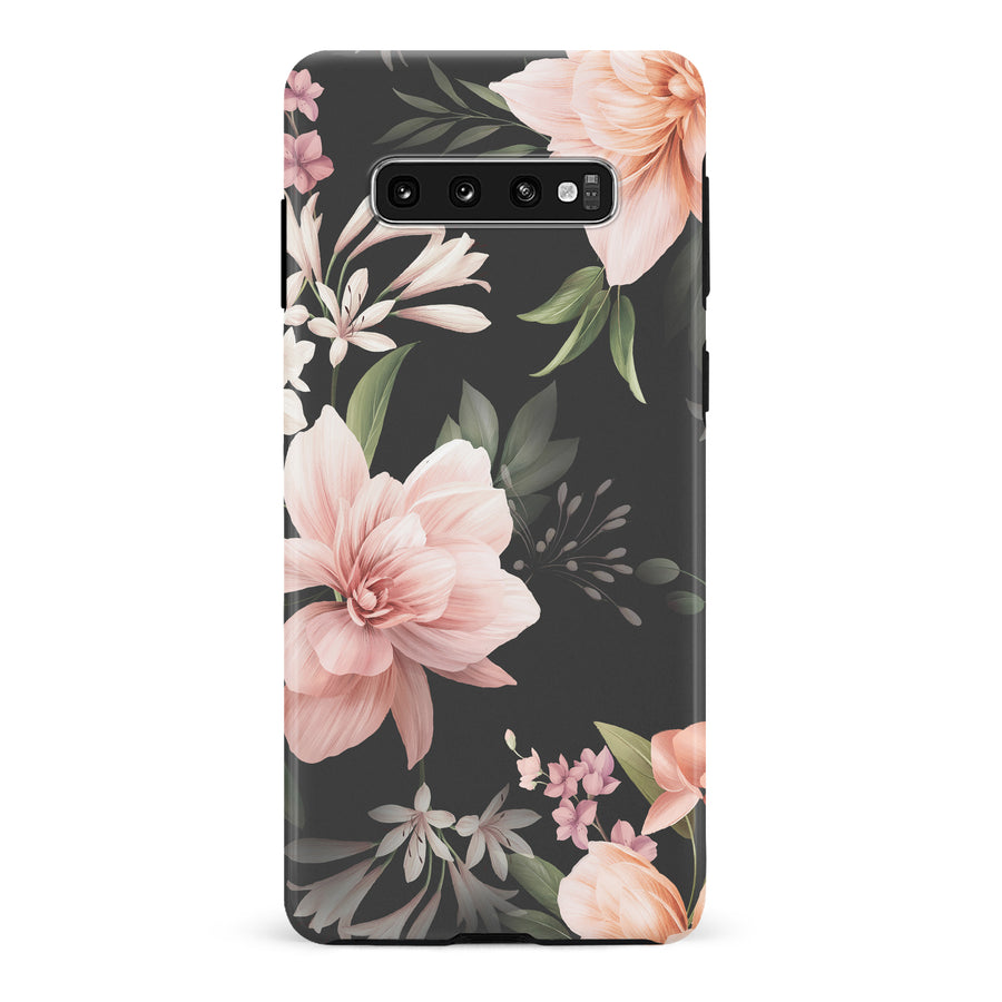 Samsung Galaxy S10 Plus Peonies Two Floral Phone Case in Black