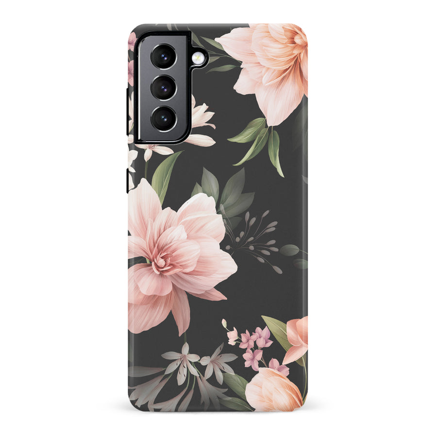 Samsung Galaxy S22 Peonies Two Floral Phone Case in Black