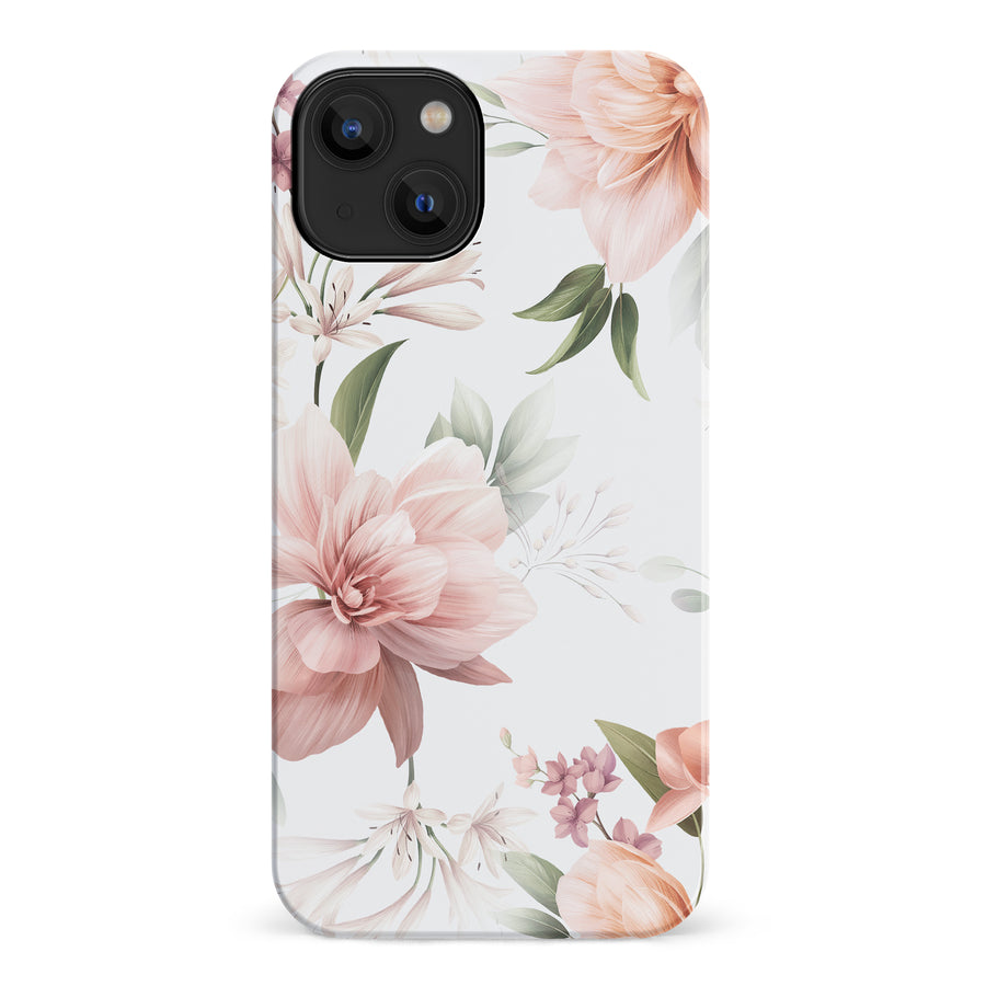 iPhone 14 Peonies Two Phone Case in White