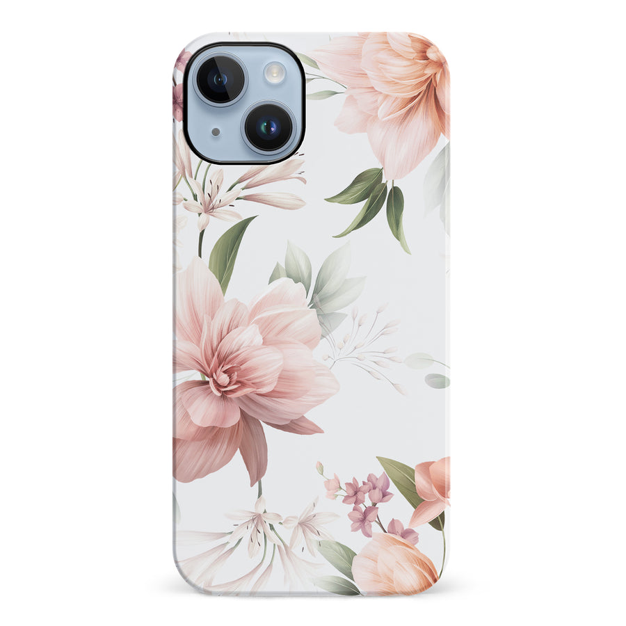 iPhone 14 Plus Peonies Two Phone Case in White