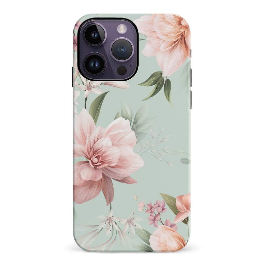 iPhone 14 Pro Max Peonies Two Floral Phone Case in Green
