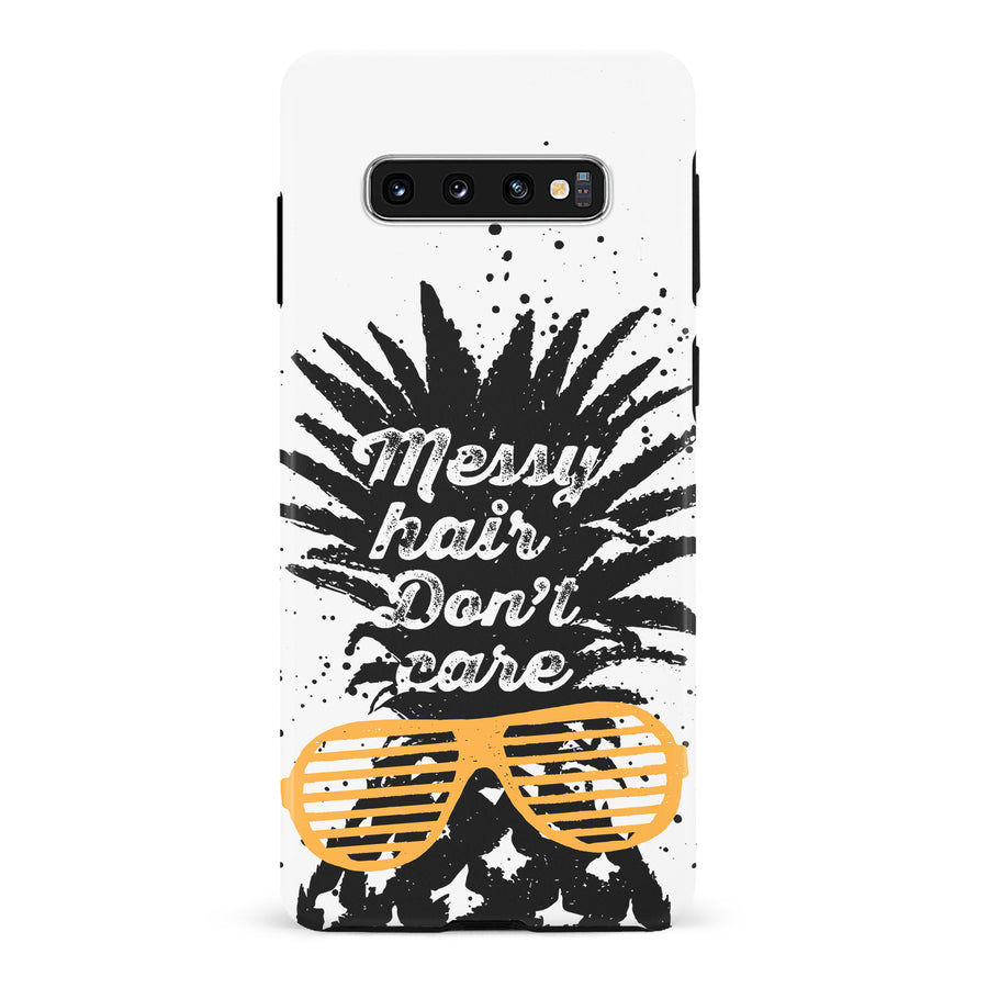 Samsung Galaxy S10 Messy Hair Don't Care Phone Case in White