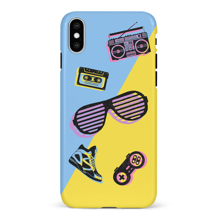 iPhone X/XS The Rad 90's Phone Case in Blue/Yellow