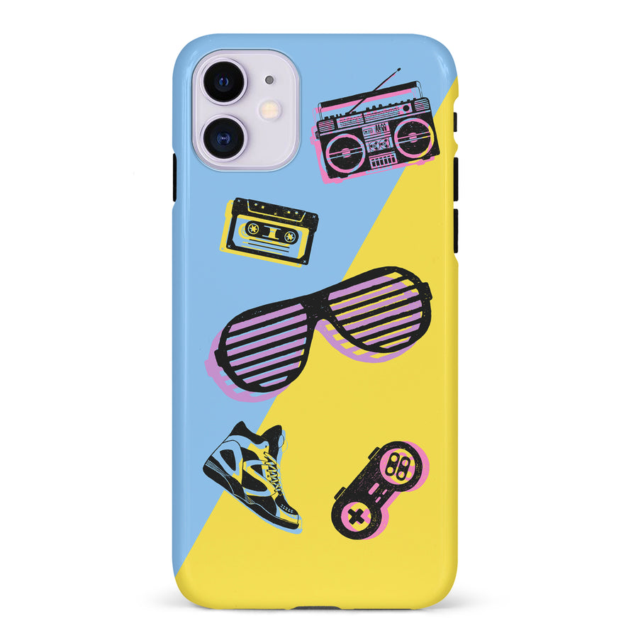 iPhone 11 The Rad 90's Phone Case in Blue/Yellow