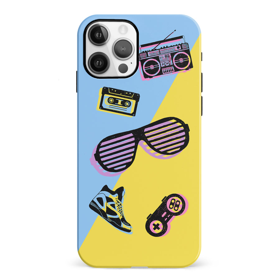 iPhone 12 The Rad 90's Phone Case in Blue/Yellow
