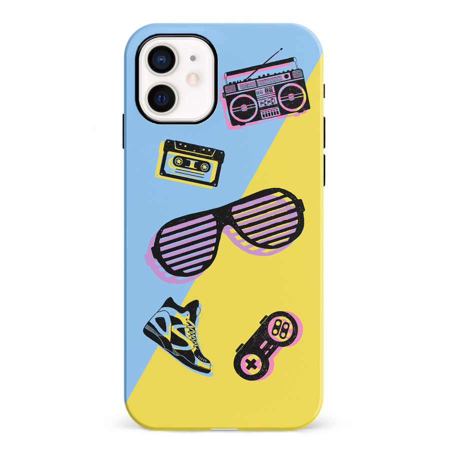 iPhone 12 Mini The Rad 90's Phone Case in Blue/Yellow