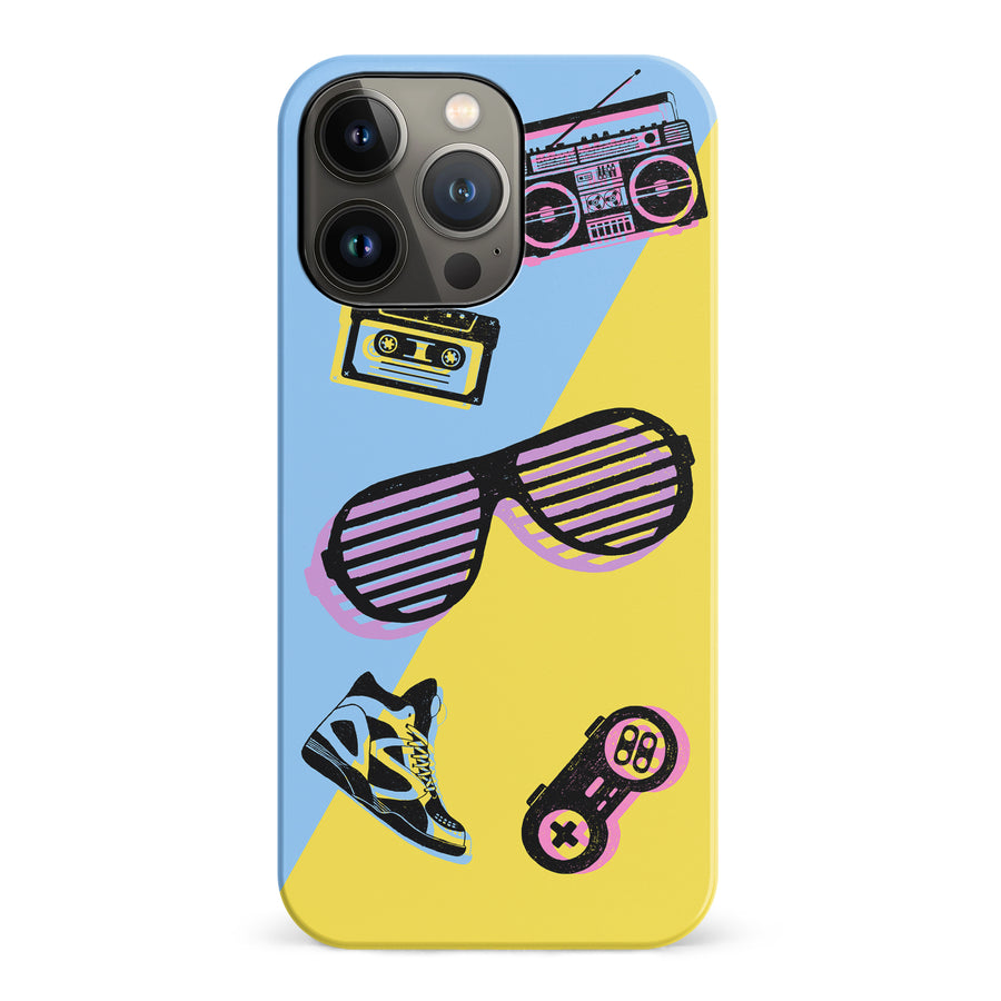 iPhone 14 Pro The Rad 90's Phone Case in Blue/Yellow